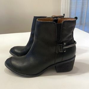 Donald J Pliner Digg Black Leather Ankle Boots Biker Moto Western‎ Size 7.5 M